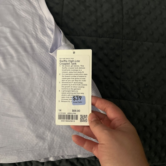 NWT Lululemon Swiftly High-Low Cropped Tank Size 14 - Picture 2 of 2